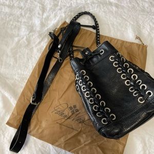 Black all leather bucket purse